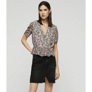 All Saints Ilia Pink Floral Wrap Sketch Blouse - Size - 6